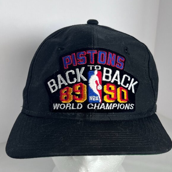 Detroit Pistons Back to‎ Back 89-90 NBA World Champions Snapback Hat Black VTG - Picture 1 of 8